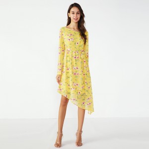 Rochie casual de culoare galbenă de vară rochii fantezie casual 2019